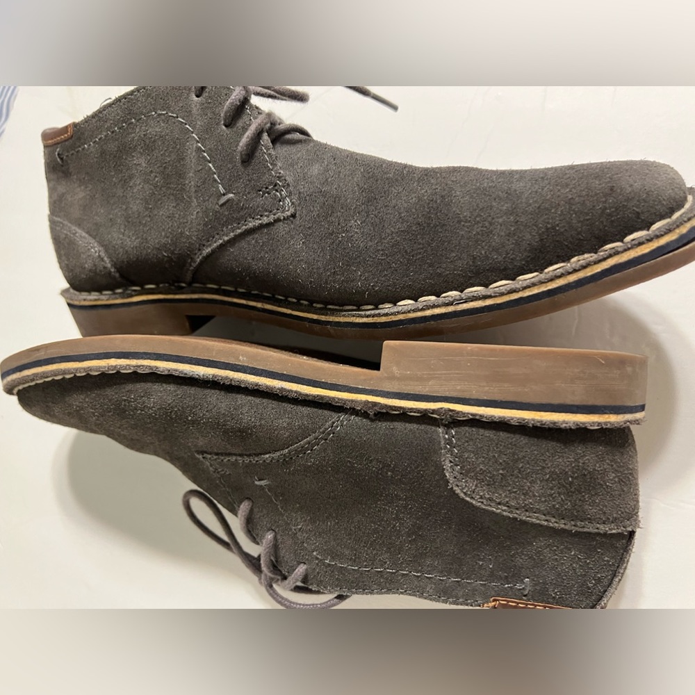 Mens Kenneth Cole Reaction Leather Ankle Shoes Boots Gray Suede Desert Sun 9.5 - Picture 2 of 6